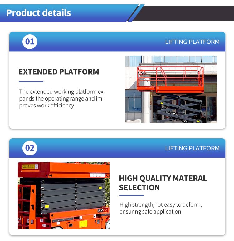 4m -16m Mobile Aerial Work Platform Self Propelled Scissor Lift Table Lift Portable Aerial Work Platform Electric Scissor Lift for Construction WoodArtSupply