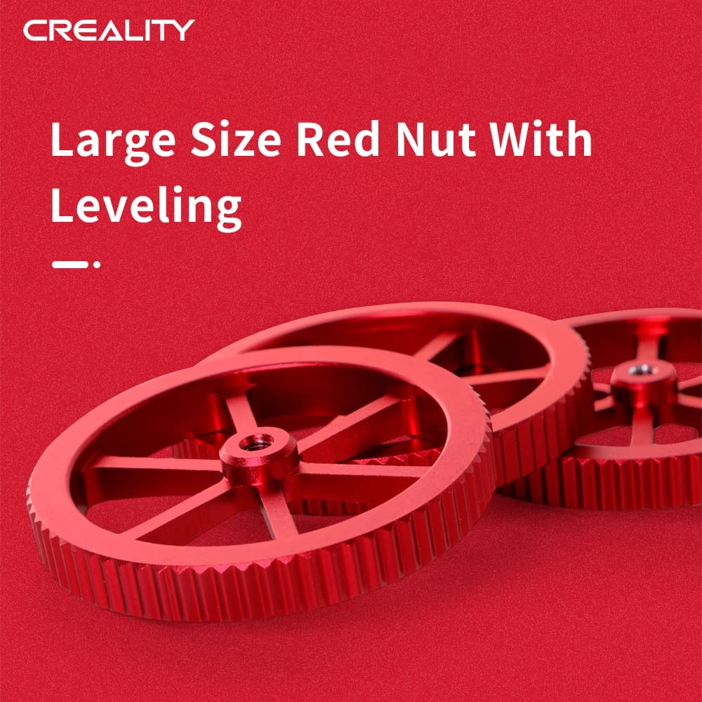 Official Creality Metal Leveling Nuts with 20mm Die Springs and 0.4mm Nozzles, Red Hand Twist Nuts Set for Ender 3/3 Pro/3 V2/3 Max, Ender 5/5 Plus/ 5 Pro, CR 10 Series 3D Printer Bed Creality