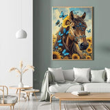 askkqtx Horse Diamond Art Kits for Adults, Butterfly Sunflowers Diamond Painting Kits for Beginnners, DIY 5D Full Drill Crystal Rhinestone Gem Art Craft Kits for Home Wall Decor 12X16 Inch askkqtx