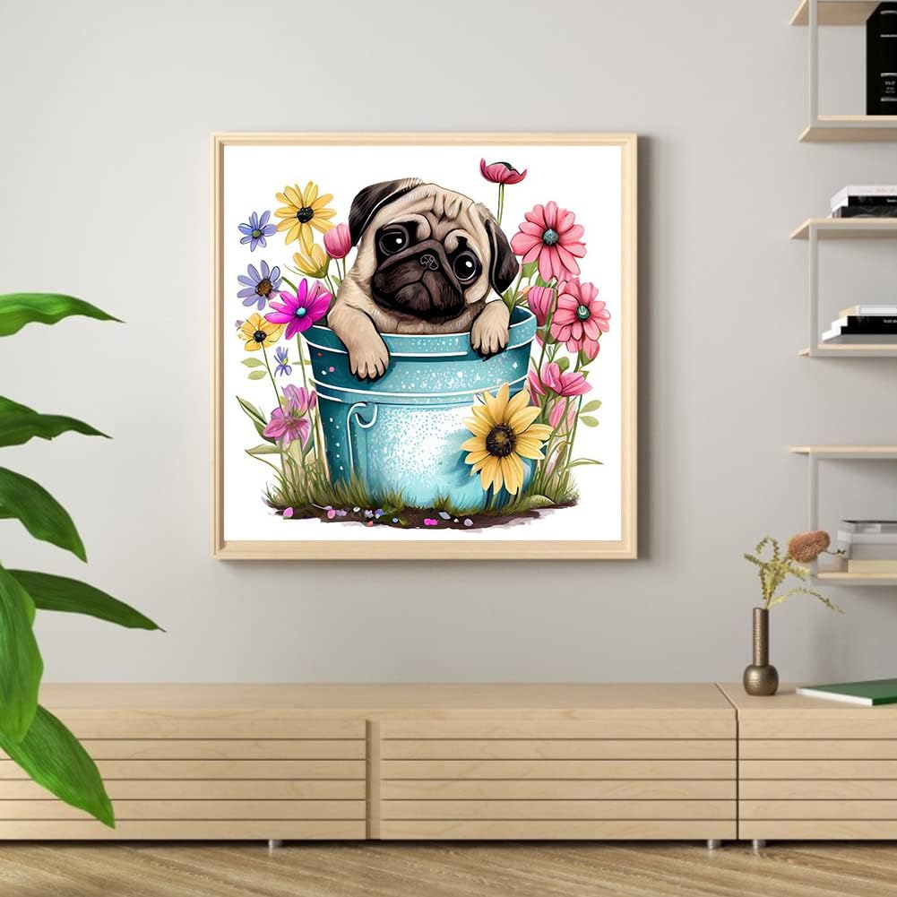 Benjenes Diamond Art Kits for Adults, Dog Diamond Painting Kits for Adults, 5D DIY Round Drill Gem Art Paint with Diamonds Dots Crafts Kits for Home Decor Gift 14x14inch Benjenes