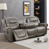 Ocstta Manual Leather Recliner Sofa Set, Living Room Furniture Set,Leather Sofa Set and Recliner Couch for Home/Office(Leather Recliner Sofa) Grey Ocstta