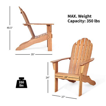 RELAX4LIFE Adirondack Chair, Acacia Wood Adirondack Lounge Chair, Weather Resistant Outdoor Chair for Patio Garden Yard Porch Deck, 350 LBS Weight Capacity, Wooden Fire Pit Chairs (1, Natural - WoodArtSupply