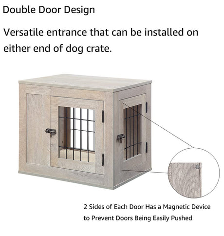 unipaws Furniture Style Dog Crate for Small Dogs, Cats, Min Pigs, Rabbit, Indoor Aesthetic Puppy Kennel, Modern Decorative Wood Wire Pet House Dog Cage, Pretty Cute End Side Table Nightstand, Grey unipaws