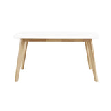 Walker Edison Mid Century Modern Wood Table Dining Room Kitchen Set Dining Chairs, 60 Inch, 6 Person , White and Natural Walker Edison