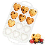 CAKETIME Heart Shaped Muffin Pan with Metal Frame, Nonstick Heart Silicone Molds for Valentine's Day Baking Heart Shaped Egg Muffins, Cupcake, Tartlets, Egg Bites, Chocolate Muffin, Soaps CAKETIME