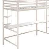 Novogratz Maxwell Metal Twin Loft Bed with Desk & Shelves, Off White/Off White Novogratz