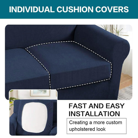 Turquoize 3 Piece Sofa Covers for 2 Cushion Couch Sofa Slipcover Soft Couch Cover for Dogs-Washable Sofa Furniture Covers with 2 Individual Cushion Covers, Thick Jacquard Fabric (Loveseat, Navy) Turquoize