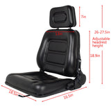 Universal Tractor Seat, Forklift seat with Headrests Replacement, Lawn Mower for Excavator Backhoe Dozer Skid Loader, Adjustable Angle Back (Black, 16.5x18.5x18.9in) Jueraori