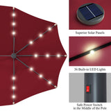 Tangkula 15 Ft Solar LED Patio Double-Sided Umbrella, Extra Large Umbrella w/ 36 Solar Powered LED Lights & Crank System, Outdoor Twin Umbrella for Garden, Deck, Poolside, Patio (Burgundy) Tangkula