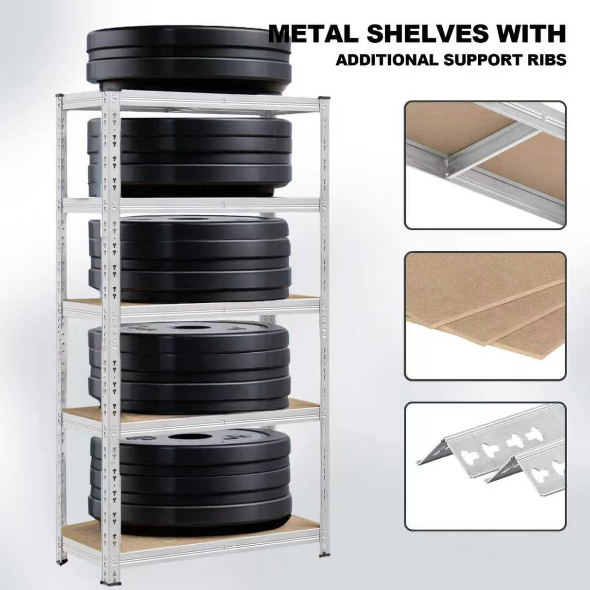 ZEUKMXOO 2200LBS Garage Storage Shelving Unit, 59" H 5-Tier Heavy Duty Storage Shelves, Adjustable Utility Shelf, Metal Rack for Basment Pantry Closet, Garage ZEUKMXOO