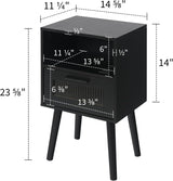 i-VTIES Nightstand with Charging Station,Mid Century Bedside Tables Set of 2, End Table Side Table with Drawer,for Bedroom, Living Room(Black) i-VTIES