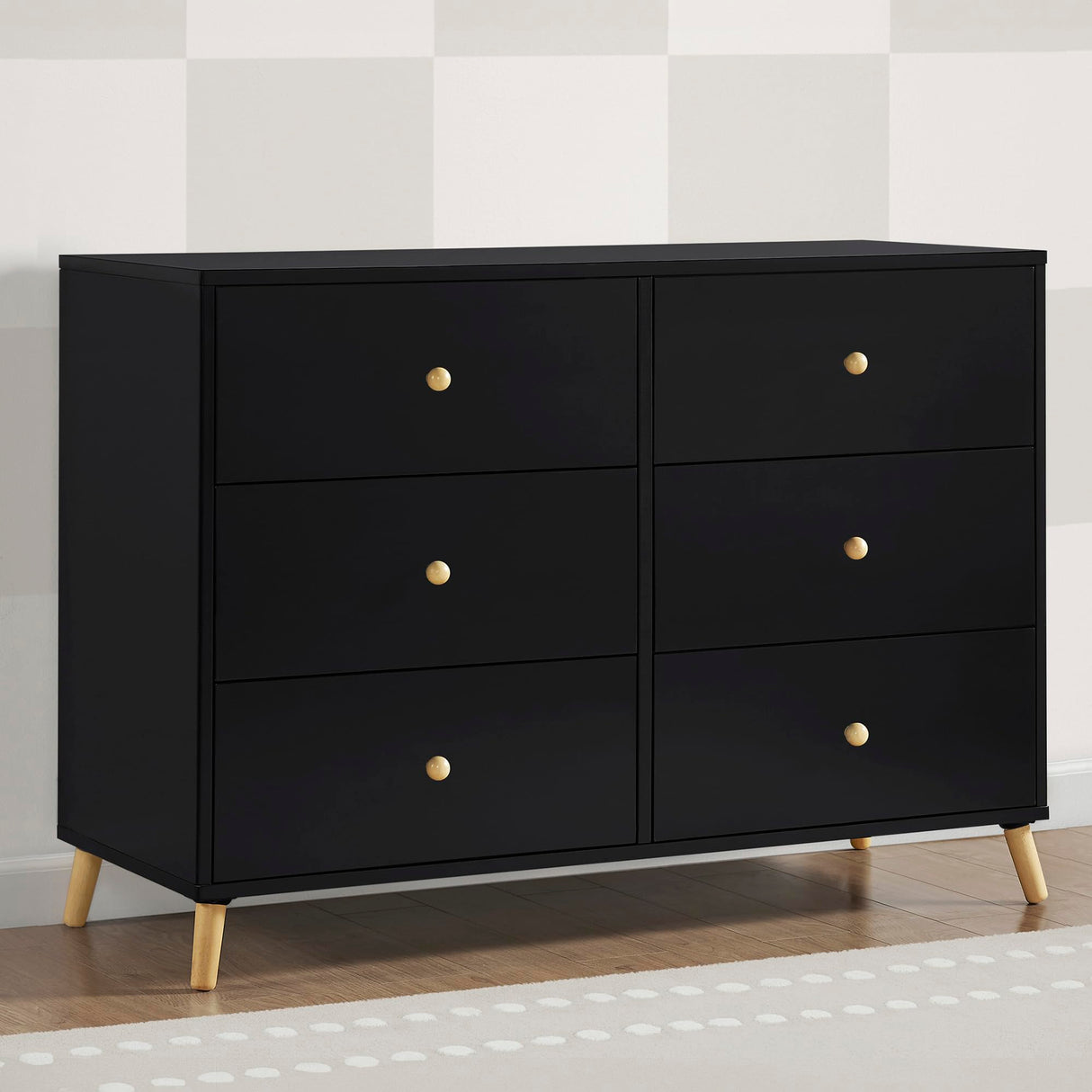 Delta Children Essex 6 Drawer Dresser, Black/Natural Delta Children