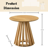DUOMAY Modern Solid Wood Round Side Table with Geometric Base, Natural Wood Accent End Table Center Table for Living Room, Bedroom, Lounge, Office, Log Color DUOMAY