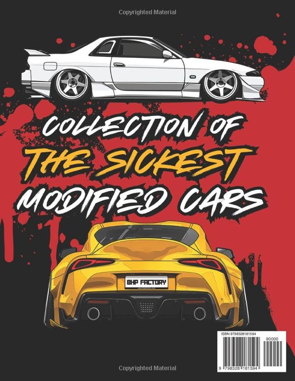Modified Cars Coloring Book: JDM, Retro & Sport Car Illustrations for Adults and Kids (Car Coloring Books) WoodArtSupply