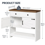 HOOBRO 34.3 Inches Farmhouse Console Table with Large Drawer and 2-Door Cabinet, Entryway Table with Storage, Sofa Table, Coffee Bar, for Entrance, Kitchen, Living Room, Walnut and White WH90XG01 HOOBRO