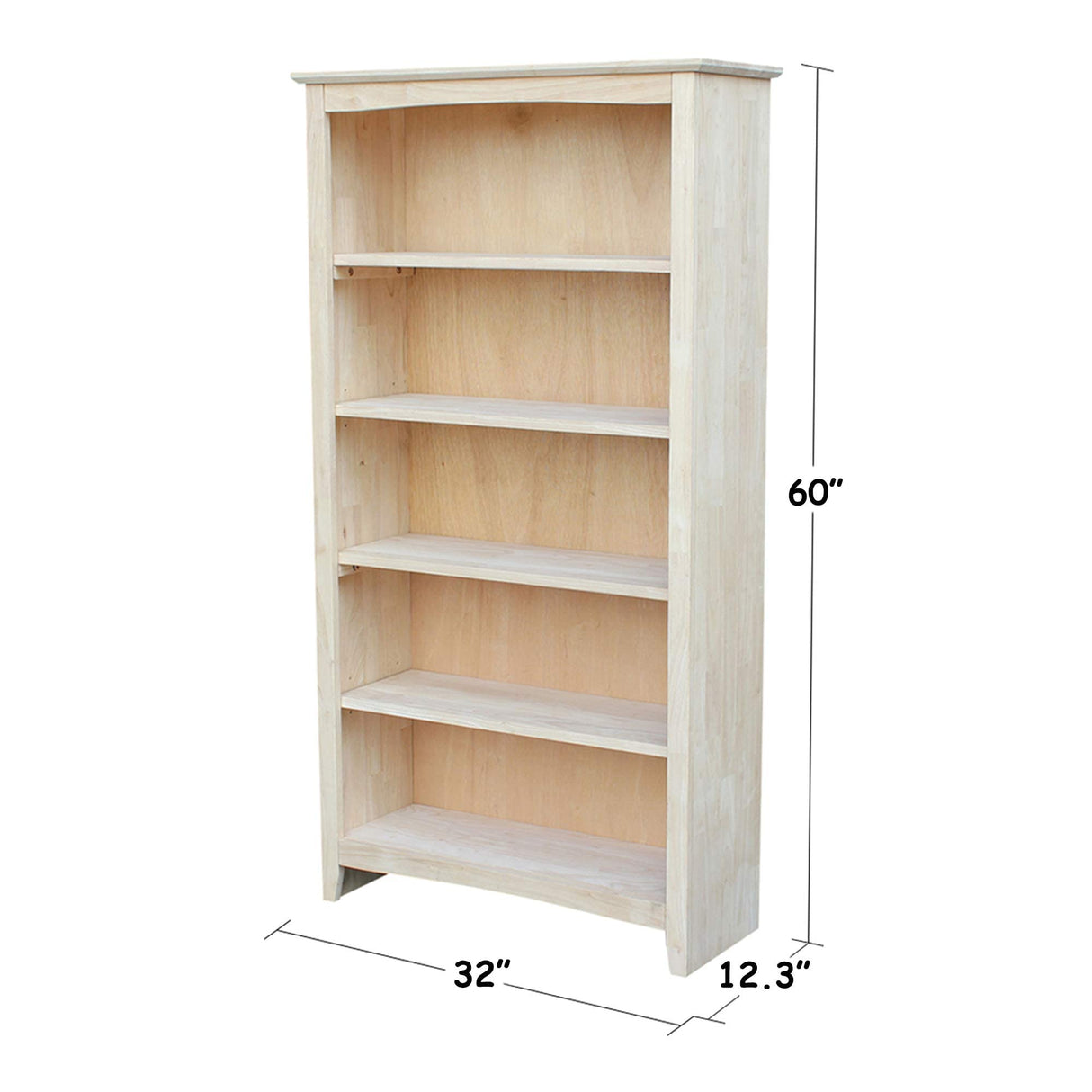 International Concepts Shaker Bookcase, 60-Inch, Unfinished IC International Concepts