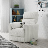 Pemberly Row Contemporary Fabric Swivel Glider Recliner in Ivory with USB Charging Ports and 2 Comfort Pillows for Living Room Pemberly Row