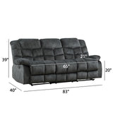 EBELLO Reclining Couch for Living Room, Extra Wide Modern Overstuffed 3 Seat Recliner Manual Sofa Breathable Fabric and Padded Cushion, Grey Green EBELLO