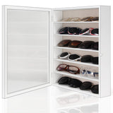 TJ.MOREE Sunglasses Organizer Storage Wall Mounted: 13 x 15.6 inches Eyewear Display Case Rustic Wood Eyeglasses Holder Large Glasses Storage Box,White TJ.MOREE