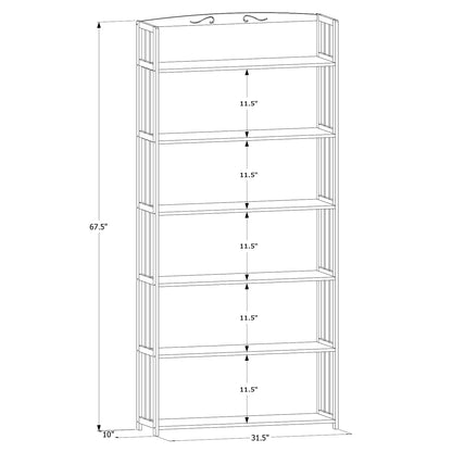 BRIGHTORIA 6-Tier Bamboo Book Shelf, 67" Tall Free Standing Open Storage Rack Shelving Unit, Versatile Display Shelves Plant Stand for Bathroom Kitchen Living Room, Natural