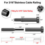 BLIKA 40 Pack 3/16" Black Invisible Cable Railing Kits, Black Stainless Steel Invisible Receiver and Swage Stud End, 3/16" Cable Railing Hardware for 2"x2", 4"x4" Wood/Metal Posts BLIKA