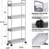 SOLEJAZZ Slim Storage Cart, 4 Tier Bathroom Organizer Mobile Shelving Unit, Rolling Utility Cart Slide Out Organizer for Kitchen, Bathroom, Laundry, Narrow Places, Gray SOLEJAZZ