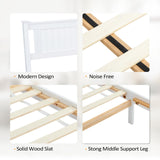 VINGLI Full Bed Frame with Headboard Wood Double Platform Panel Bed, No Box Spring Needed,White VINGLI
