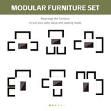 PAIQIAN Patio Furniture Set,4 Piece Garden Conversation Set, Outdoor Wicker Rattan Table and Chairs, Black Patio Set, Sectional Sofa with Thick Cushion for Garden, Yard, or Porch (Black/Beige) PAIQIAN