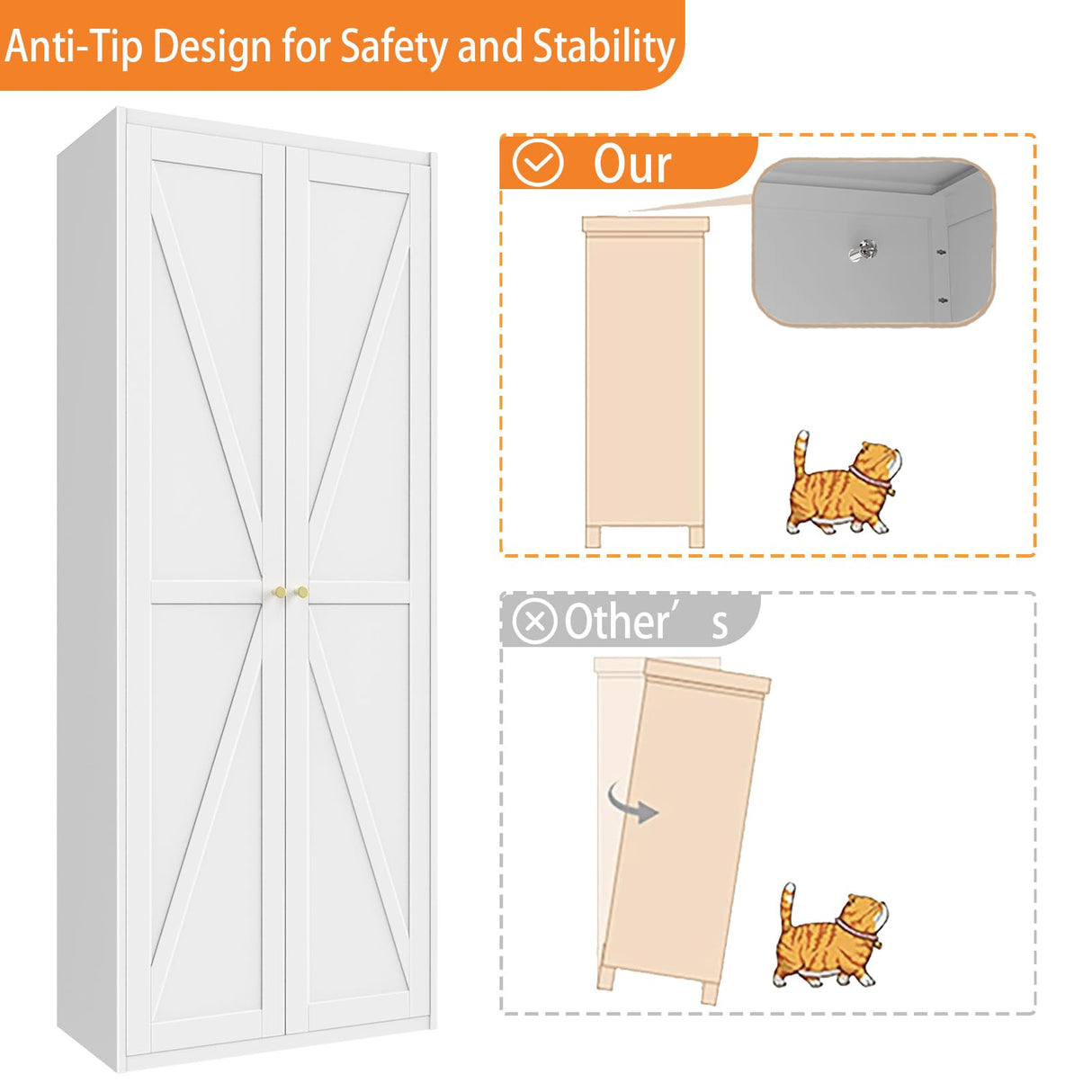Howzone Food Pantry Cabinet, 71" Kitchen Pantry Storage Cabinets with Doors and Adjustable Shelves, Metal Hutch Cabinet with Storage for Kitchen, Living Room, Dining Room, White Howzone