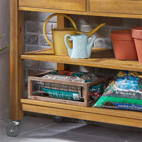 Afuera Living Traditional Wood Potting Bench in Brown Finish Afuera Living