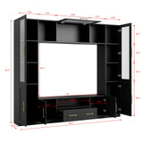 Mekminop 4-Piece TV Stand for TVs Up to 70" - Modern Entertainment Wall Unit with Shelves, Large Media Center for Living Room, Black Mekminop