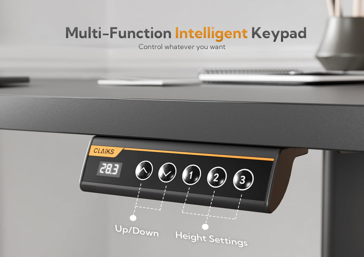 Claiks Standing Desk with Drawers, Stand Up Electric Standing Desk Adjustable Height, Sit Stand Desk Computer Workstation, 48 Inch, Black Claiks