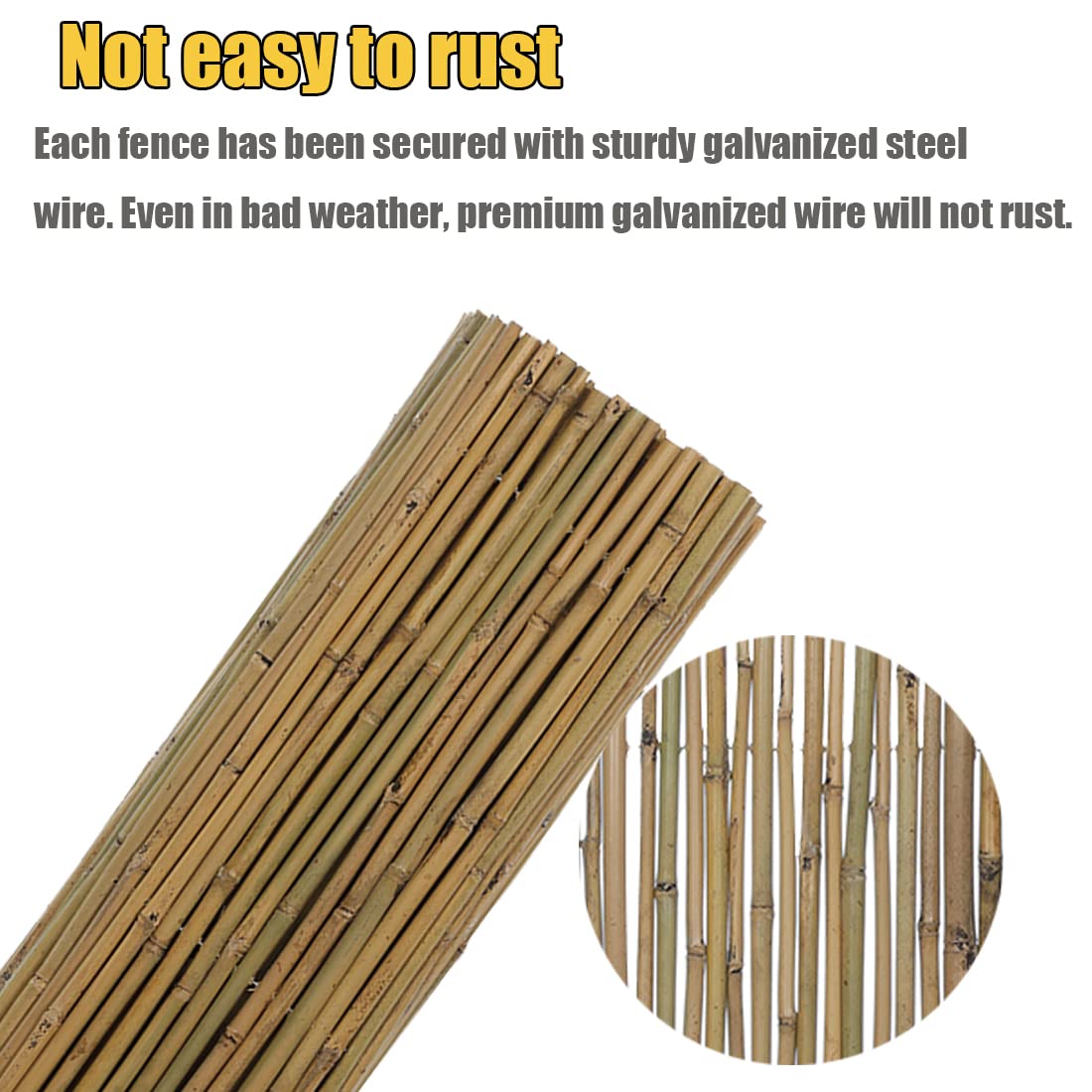 Jollybower 6Ft High x 8 Ft Long x 0.7In D Bamboo Screen, Natural Bamboo Fence Rolls, Eco-Friendly Bamboo Fencing for Outdoor Balcony Patio Garden Border Pool Jollybower