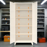 71" Metal Storage Cabinet with Keyless 3-Digit Combination Lock, Adjustable Shelves, Reinforced Steel Body, Magnetic Doors, for Office/Warehouse/Garage（Beige） WoodArtSupply