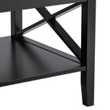 ChooChoo Oxford Coffee Table with Thicker Legs, Black Wood Coffee Table with Storage for Living Room ChooChoo