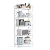 SONGMICS 5-Tier Metal Storage Rack, Shelving Unit with X Side Frames, Dense Mesh, 12.6 x 23.6 x 57.3 Inches, for Entryway, Kitchen, Living Room, Bathroom, Industrial Style, Cloud White UBSC165W01 SONGMICS