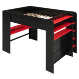 Harper & Bright Designs Gaming Bed, Full Size Gaming Loft Bed with Height-Adjustable Desk, Wardrobe, Ample Storage Space and RGB Light, Red Harper & Bright Designs