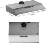 SOONYE 30 inch Stainless Steel Under Cabinet Range Hood, Slim Kitchen Vent Hood Ducted/Ductless Convertible with 3 Speed Controls, 5-Layer Aluminum Filters,LED Lights Soonye