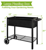 Fiwithy Raised Garden Bed with Legs for Outdoor Plants, Standing Elevated Planter Box Cart on Wheels for Vegetables Flower Herb Patio, Black Fiwithy