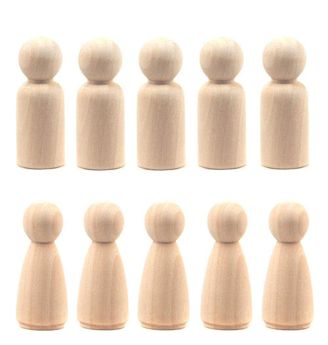 LUUFAN 20Pcs Wooden Peg Doll, 65 mm Unfinished Wooden Female Male Plain Blank Bodies Angel Dolls for DIY Craft Wedding Party (Pack of 20) LUUFAN
