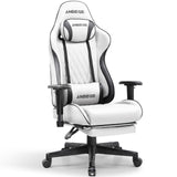 ANBEGE Gaming Chair, Ergonomic Computer Chair with Footrest and Lumbar Support,Office Chair Adjustable PU Leather Racing Executive Swivel Rolling Chair (White) ANBEGE