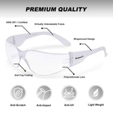 ProtectX 12 Pack Clear Anti Fog Safety Glasses, Protective Eyewear for Men Women, ANSI Z87.1 Impact Resistant Wrap-Around Lenses, Eye Protection for Work, Lab, Construction ProtectX