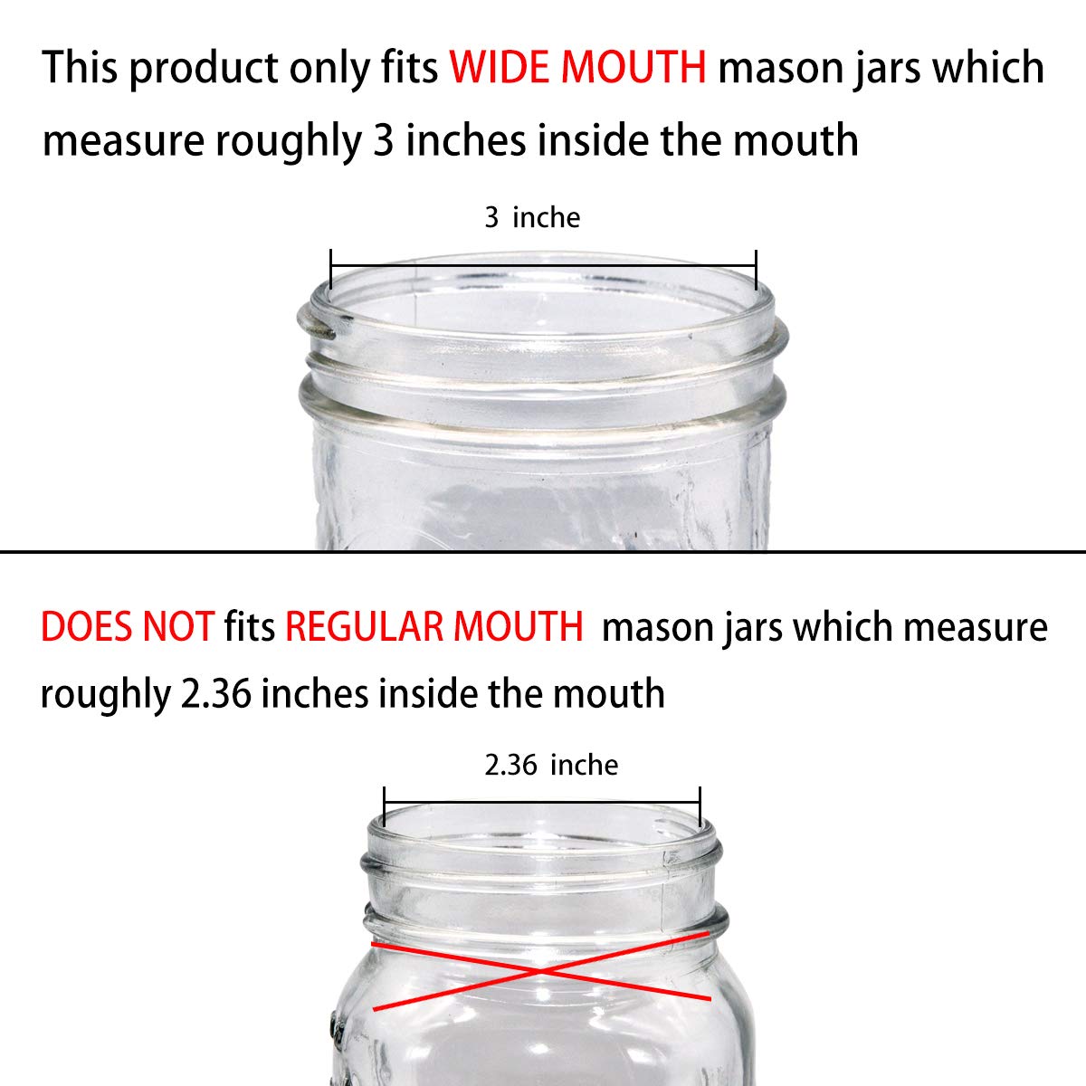[Wide Mouth ONLY] SheeChung 2 Pack Mason Jar Toothbrush Holder Lid - Rustproof 304 Stainless Steel for Ball Mason Jar or Any Pint. Jar, Farmhouse Decor Bathroom Accessories Set - Black SheeChung