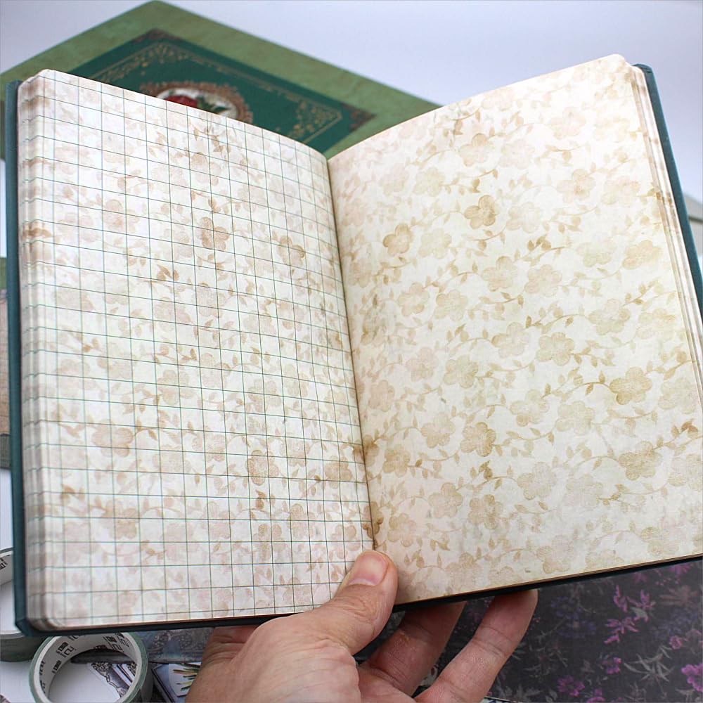 Diuhofart Vintage Scrapbooking Supplies Kit, 185pcs Junk Journal Kit with Scrapbook Paper Sticker Aesthetic Notebook Scrapbook Kit, Art Craft DIY Gift for Adult Women Diuhofart