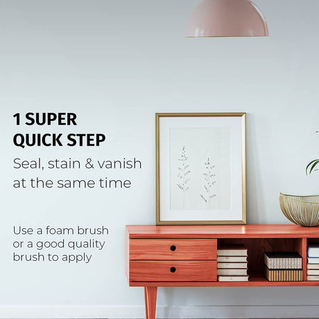 SamaN Interior One Step Wood Seal, Stain and Varnish – Oil Based Odorless Dye - Protection for Furniture and Fine Wood (Dark Walnut SAM-314, 8 oz) SamaN