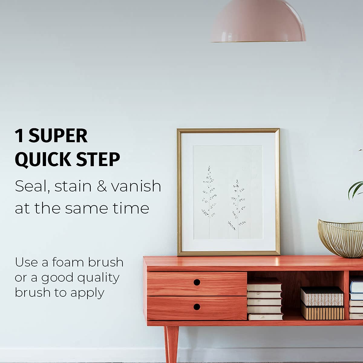 SamaN Interior One Step Wood Seal, Stain and Varnish – Oil Based Odorless Dye - Protection for Furniture and Fine Wood (Brazilian Cherry SAM-306, 8 SamaN