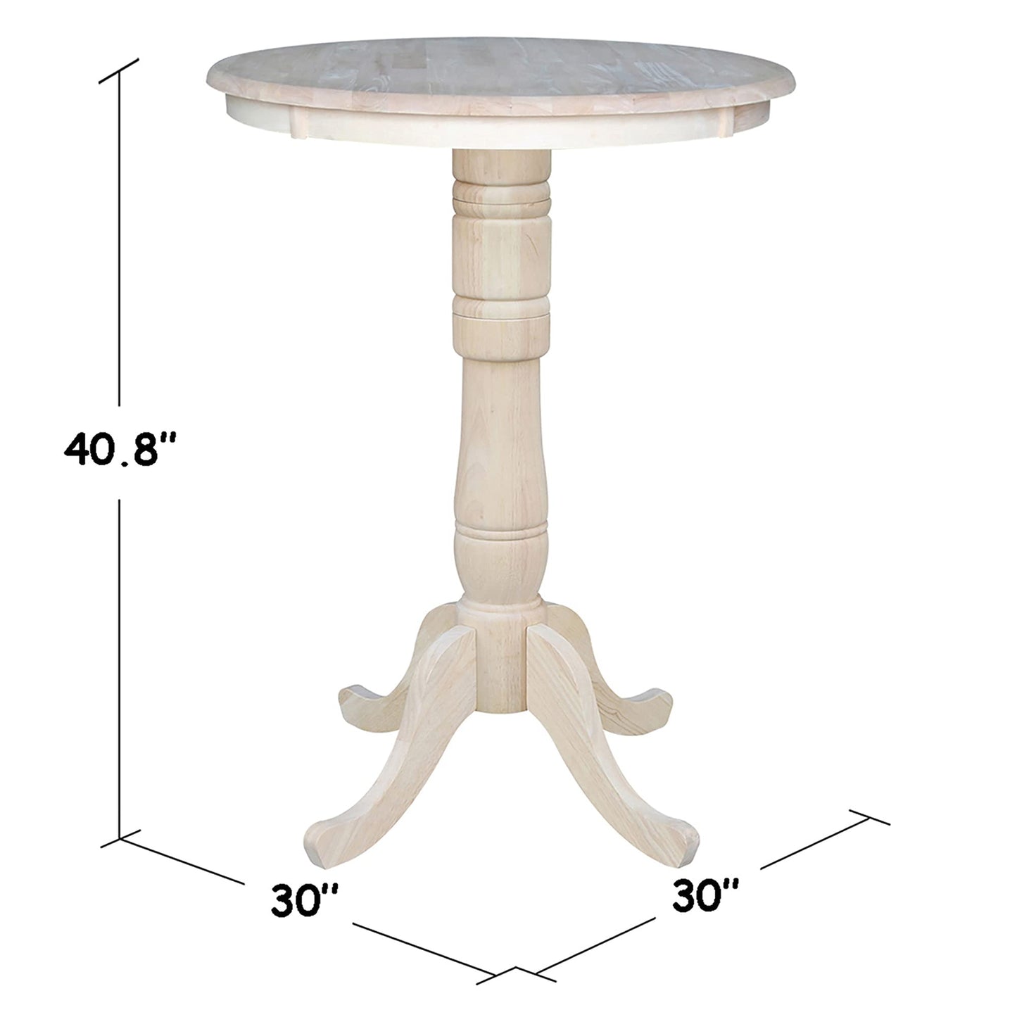 IC International Concepts Round Top Pedestal Dining Table, Unfinished - WoodArtSupply