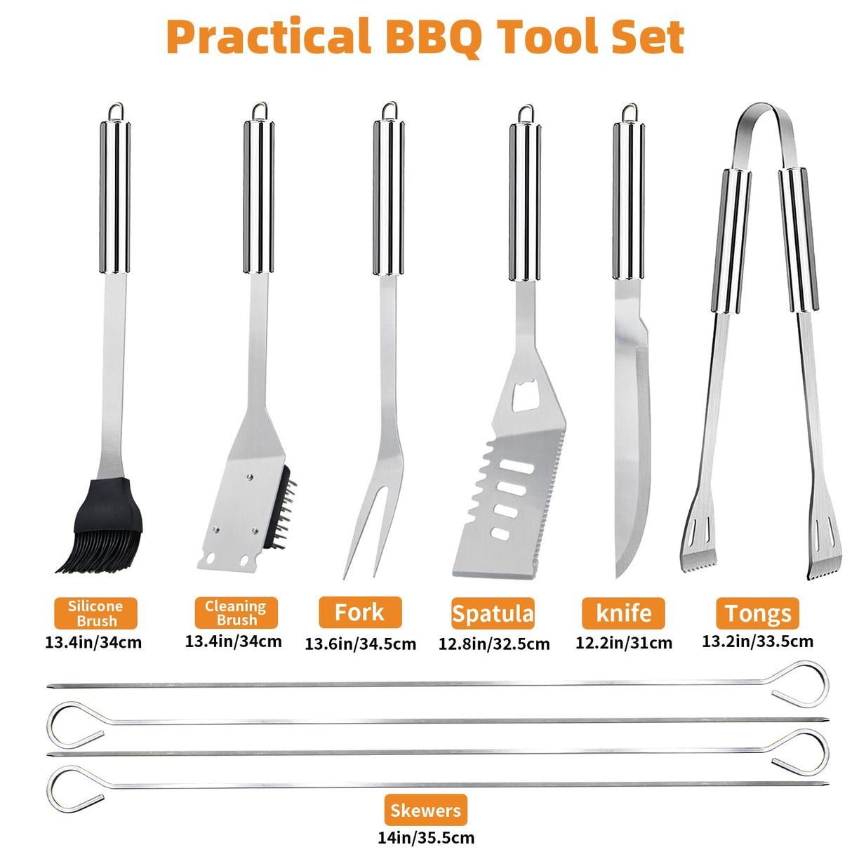 11Pcs Stainless Steel BBQ Grilling Accessories Set, Dad Gifts for Fathers Day Grilling Gifts,Portable Practical Grill Tools Utensils Kit with Storage Bag for Outdoor Grill Camping Backyard MUYFIO