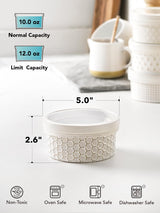 LE TAUCI Ramekins with Lids, 12 oz Ramikin Set for Creme Brulee, Souffle, Dipping Sauce, Ceramic Food Storage Container - 5 inch, Set of 4, Arctic White LE TAUCI