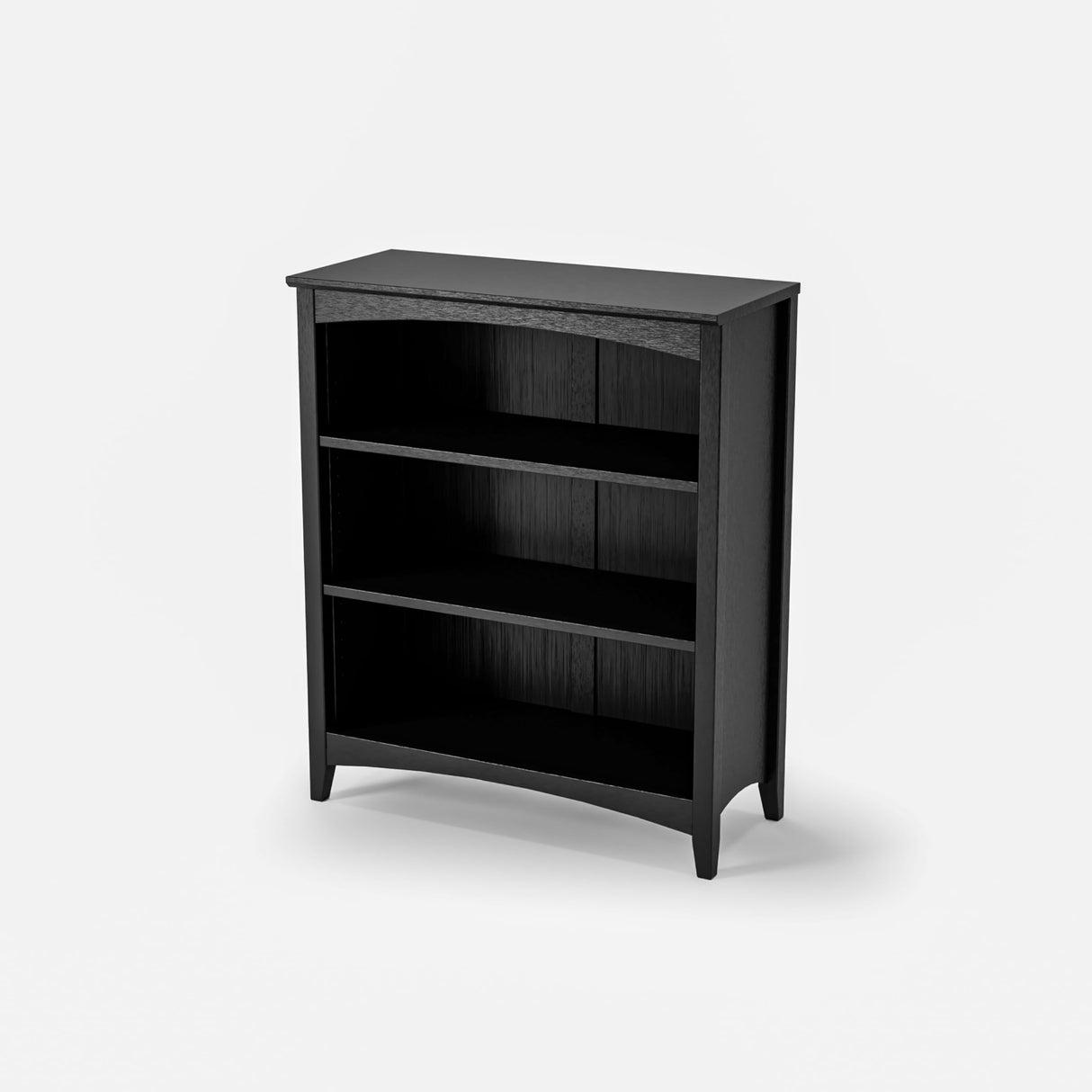 Camaflexi Shaker Style 3 Shelf Bookcase/Solid Wood / 36" High/Adjustable Shelving/Closed Back/Display Bookshelf for Living Room, Bedroom, Home and Office, Black Camaflexi
